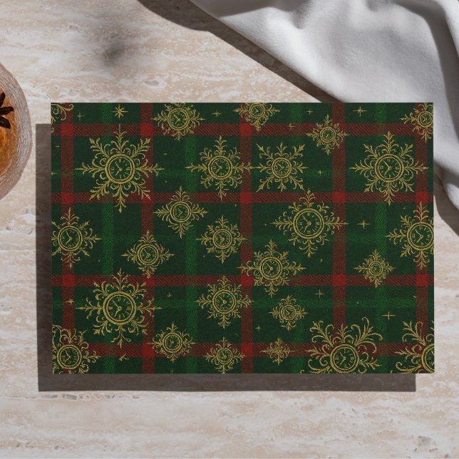 Papel De Seda Floco de Neve Steampunk Xadrez Vermelho e Verde (Criador carregado)