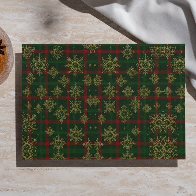 Papel De Seda Floco de Neve Steampunk Xadrez Vermelho e Verde (Criador carregado)