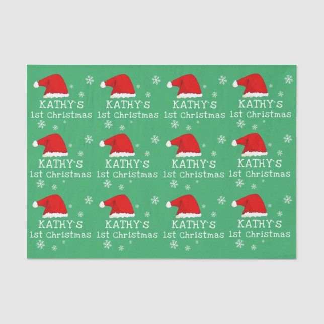 Papel De Seda Floco de Neve Verde de Papai Noel (Frente )