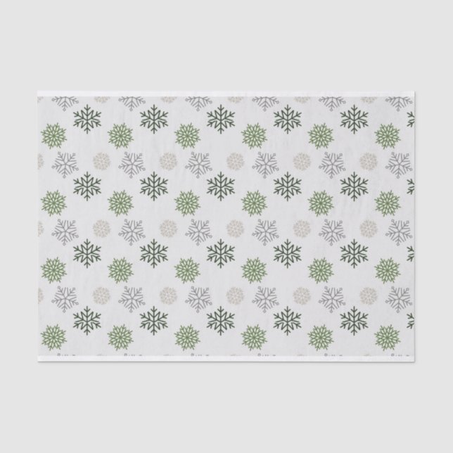 Papel De Seda Flocos de Natal Verde Dourado (Frente )