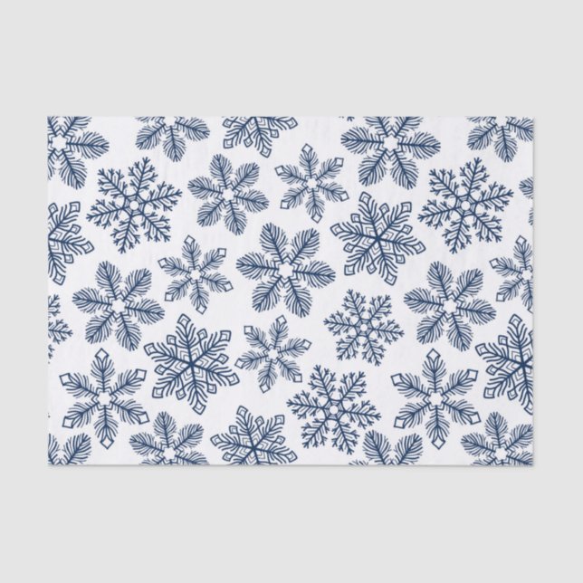 Papel De Seda Flocos de neve azuis (Frente )