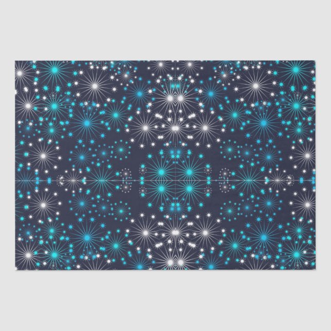 Papel De Seda Flocos de Neve Azul e Branco  (Frente )