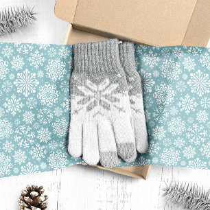Papel De Seda Flocos de Neve Brancos no Natal Azul