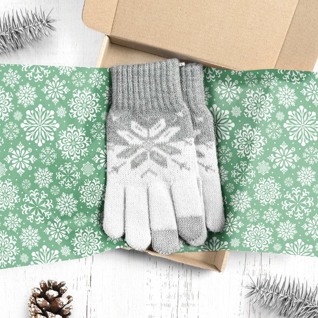Papel De Seda Flocos de Neve Brancos no Natal Verde (Criador carregado)