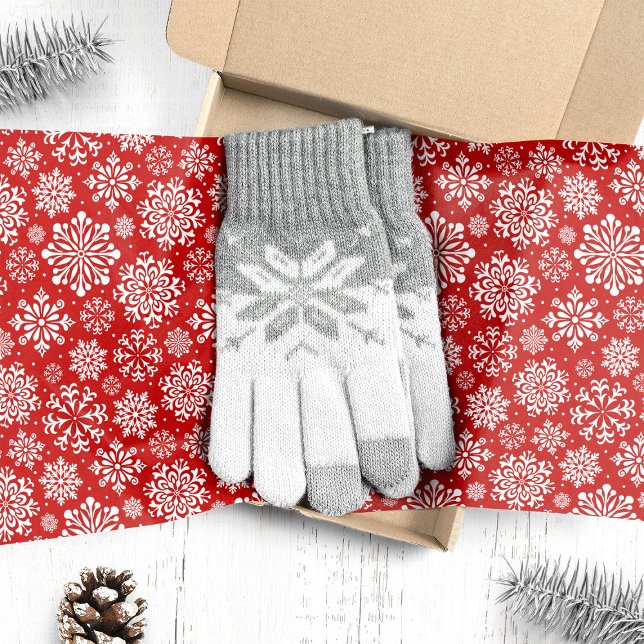 Papel De Seda Flocos de Neve Brancos no Natal Vermelho (Criador carregado)