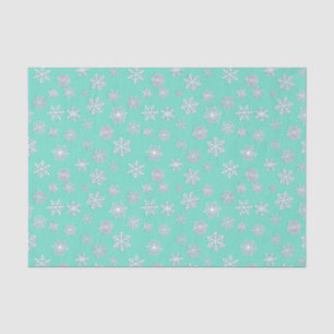 Papel De Seda Flocos de neve brancos sobre fundo aqua