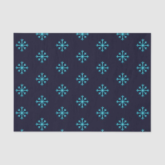 Papel De Seda Flocos de neve com brilho azul (Frente )