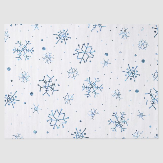 Papel De Seda Flocos de neve com brilho azul (Frente )