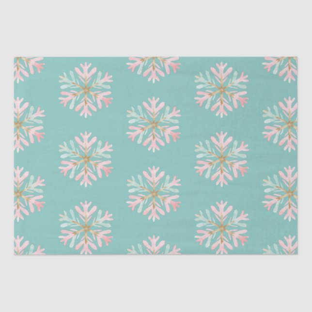 Papel De Seda Flocos de neve cor-de-rosa Natal (Frente )