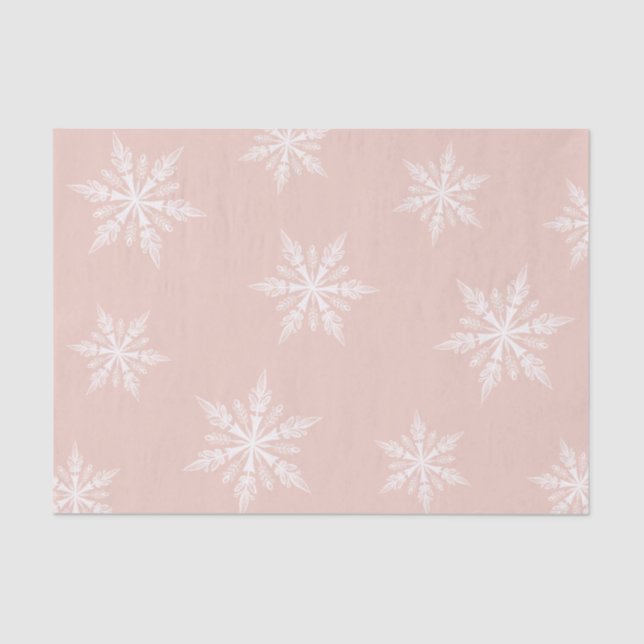 Papel De Seda Flocos de neve de inverno Dusty Pink (Frente )