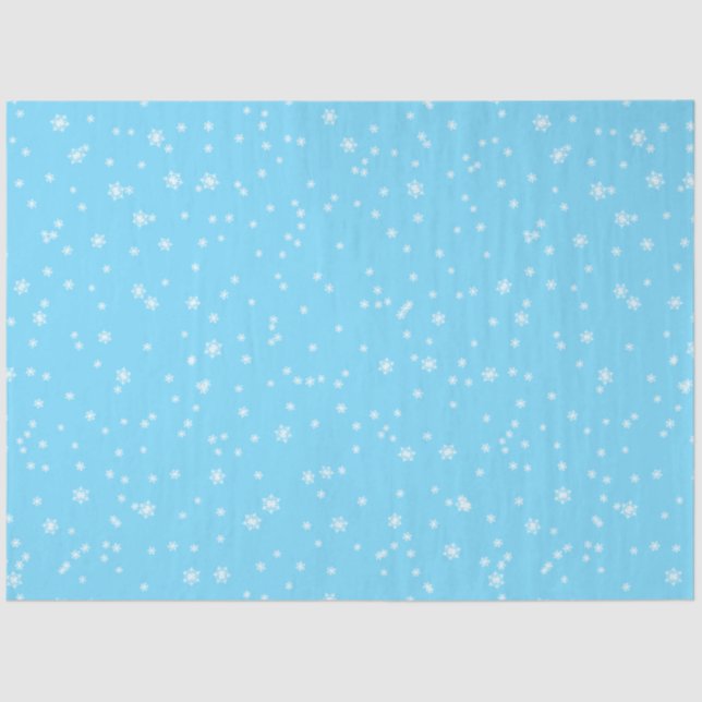 Papel De Seda Flocos de neve de inverno Elegante azul brilhante (Frente )