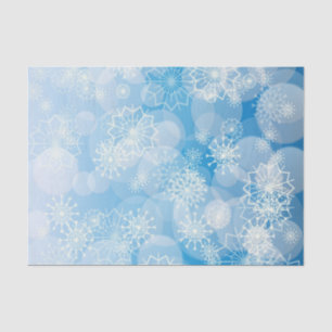 Papel De Seda Flocos de neve de Natal sobre fundo azul