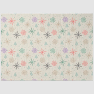 Papel De Seda Flocos de neve desenhados manualmente Árvores de