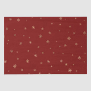 Papel De Seda Flocos de neve Dourados do Natal Vermelho