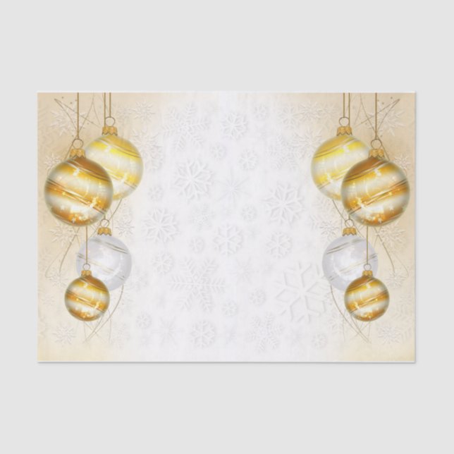 Papel De Seda Flocos De Neve E Bolas De Natal (Frente )