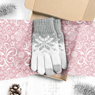 Papel De Seda Flocos de Neve e Redemoinhos de Natal Cor-de-Rosa