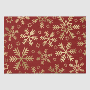 Papel De Seda Flocos de Neve em Folha de Ouro e Vermelho Elegant