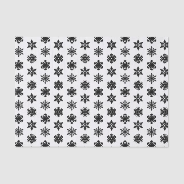 Papel De Seda Flocos de neve Ikat - Branco e preto (Frente )