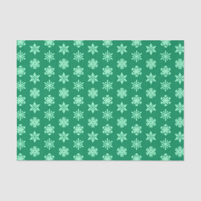 Papel De Seda Flocos de neve Ikat - Pinho e horta verdes (Frente )