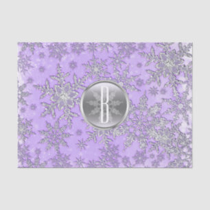 Papel De Seda Flocos de Neve Prata Roxo Inverno Encantado