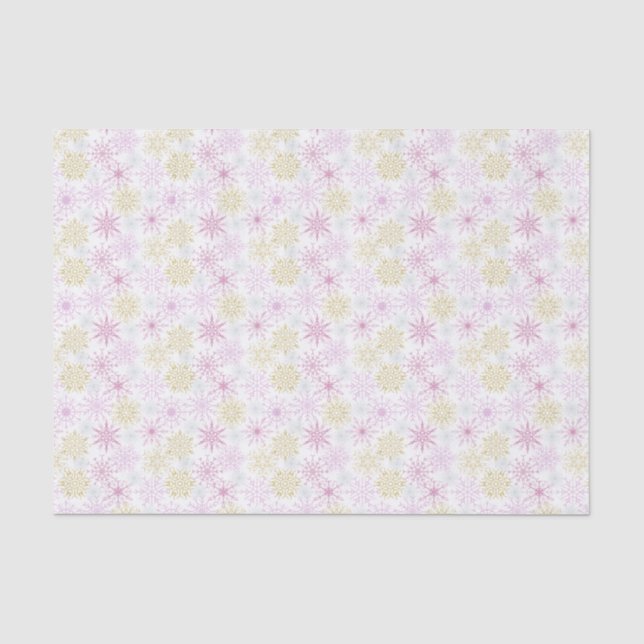 Papel De Seda Flocos de neve rosados (Frente )