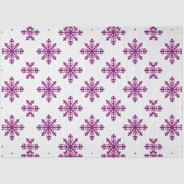 Papel De Seda Flocos de neve roxos Natal branco (Frente )