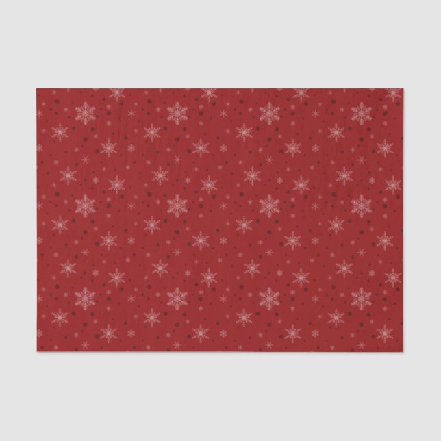 Papel De Seda Flocos de neve vermelhos Dourados (Frente )