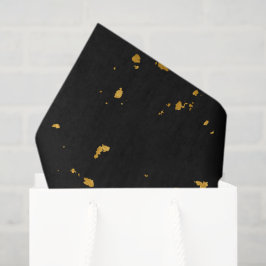 Papel De Seda Flocos Dourados Pretos