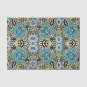 Papel De Seda flor azul-azul-turquesa prateada boêmica