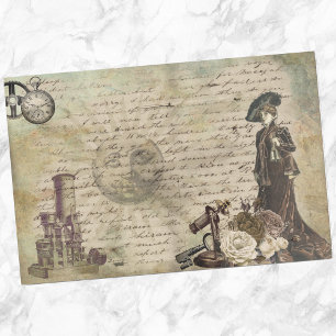 Papel De Seda Flor Borboleta Decoupage Vintage Steampunk