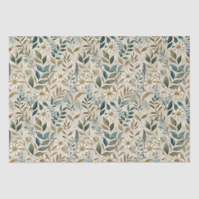 Papel De Seda Flor botânica silvestre Boho (Frente )