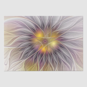 Papel De Seda Flor Colorida Luminosa, Fractal Moderno Abstrato