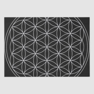 Papel De Seda Flor da vida preto e branco