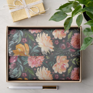 Papel De Seda Flor de Aquarela de outono Russo em Cinzas de carv