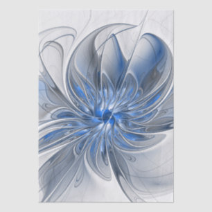 Papel De Seda Flor de Arte Fracionada com Cinza Azul abstrato