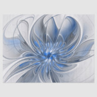 Flor de Arte Fracionada com Cinza Azul abstrato