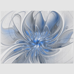 Papel De Seda Flor de Arte Fracionada com Cinza Azul abstrato