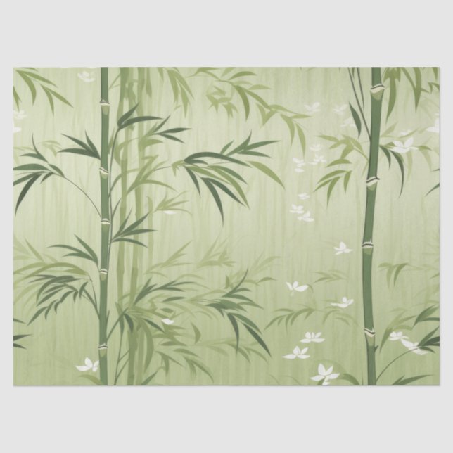Papel De Seda Flor de Bambu Sereno Asiático (1) (Frente )