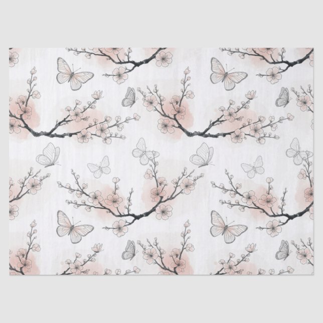 Papel De Seda Flor de Borboleta Elegante (11) (Frente )