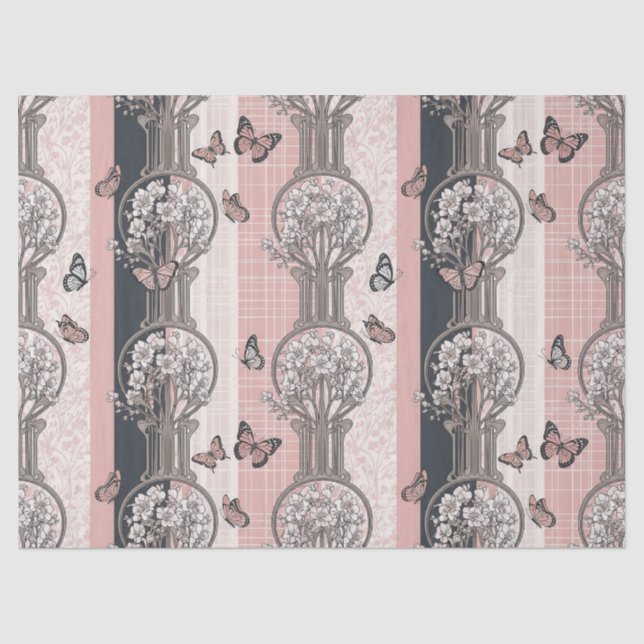 Papel De Seda Flor de Borboleta Elegante (5) (Frente )