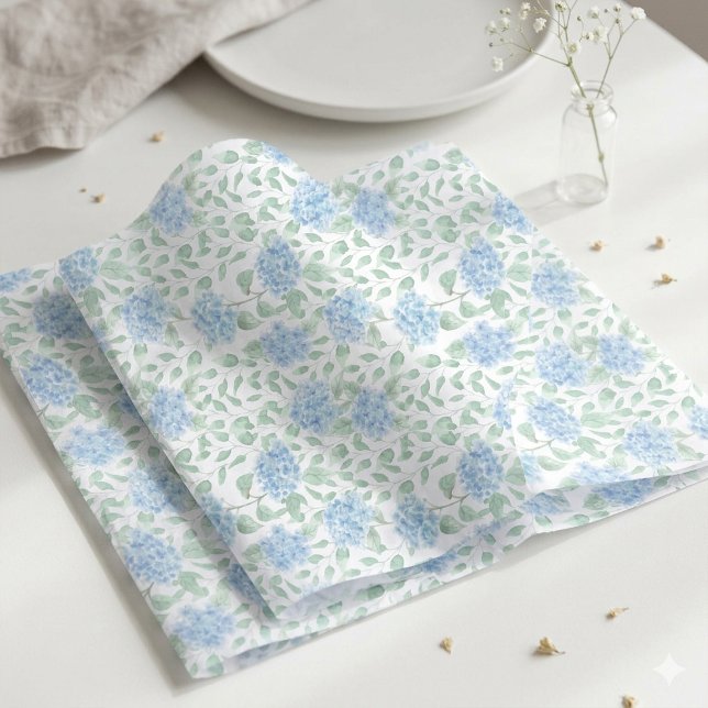 Papel De Seda Flor de Campo Aquarela Verde Azul (Blue Green Wildflower Watercolor Tissue Paper)