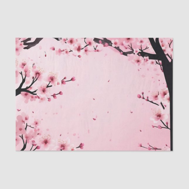 Papel De Seda Flor de Cereja Rosa Suave (Frente )