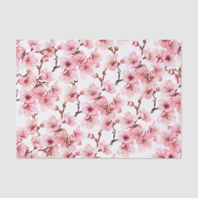 Papel De Seda Flor de Cerejeira | Floral Rosa Branco (Frente )