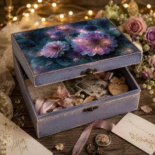 Papel De Seda Flor de Crepúsculo com Veios Dourados Decoupage