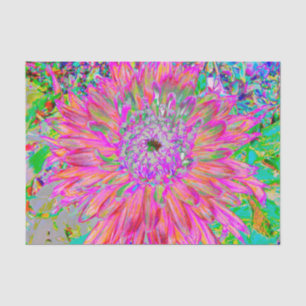 Papel De Seda Flor de Dália Decorativa Abstrata Arco-Íris Colori