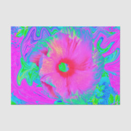 Papel De Seda Flor de Hibisco Vermelho, Rosa Psicodélico