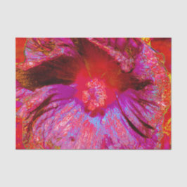 Papel De Seda Flor de Hibiscus Vermelho Retro Triquete Psicodéli