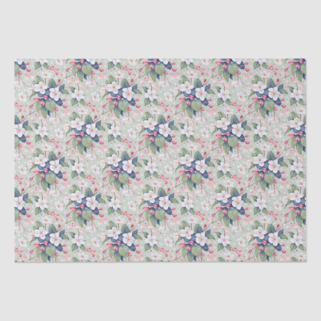 Papel De Seda Flor de Maçã (Aqua Haze) (Frente )