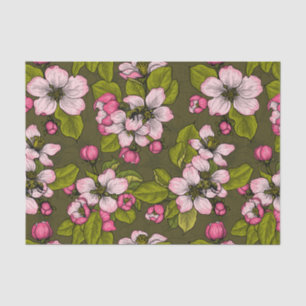 Papel De Seda Flor de maçã em verde-escuro