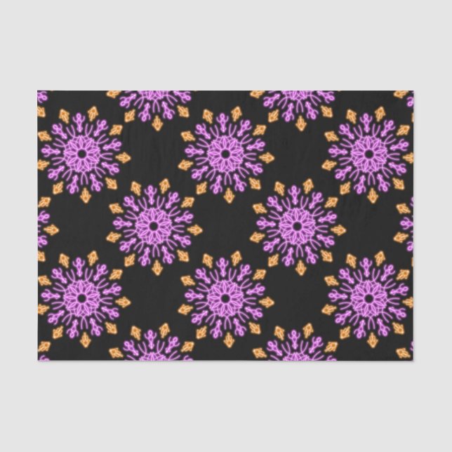 Papel De Seda Flor de néon rosa e laranja (Frente )